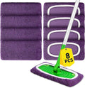 Microfiber Mop Pads,8Pcs Purple Reusable Mop Pads Compatible with Swiffer Sweeper,Dry Flat mop Cover & Washable Wet Pads Refill for Floor Cleaning