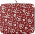 Christmas Dish Drying Mat for Kitchen Counter 18x16 Inch Xmas Snowflake Drying Mat with Absorbent Reversible Microfiber Red Dish Drainer Mats Rack Pad for Coffee Countertop Protector