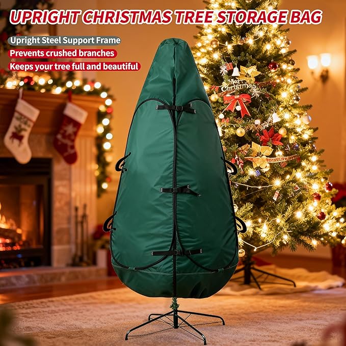Upright Christmas Tree Storage Bag 7.5 Ft, Christmas Tree Cover Fit for 6 Ft to 7.5 Ft, Christmas Tree Covers for Upright Storage, Christmas Tree Bag