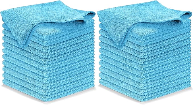 USANOOKS Microfiber Cleaning Cloth - Turq - 24Pcs (12.5x12.5 inch) High Performance - 1200 Washes, Ultra Absorbent Car Towel Traps Grime & Liquid for Streak-Free Mirror Shine - car Washing Cloth