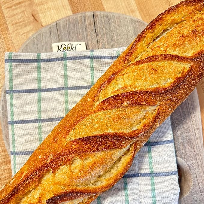 Keeki Bag - The Original Beeswax Lined Bread Bag for Homemade & Sourdough | Reusable Linen Bread Storage | Beeswax Wrap Alternative | Plastic-Free Storage w/Wide Drawstring Closure (Yellow)