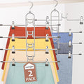Pants & Skirt Hangers with Clips, Newly Upgraded Detachable Space Saving Hangers, 4-Tiers Skirt Hangers for Women - Hanging Closet Organizer and Storage-2pack, Patent Pending