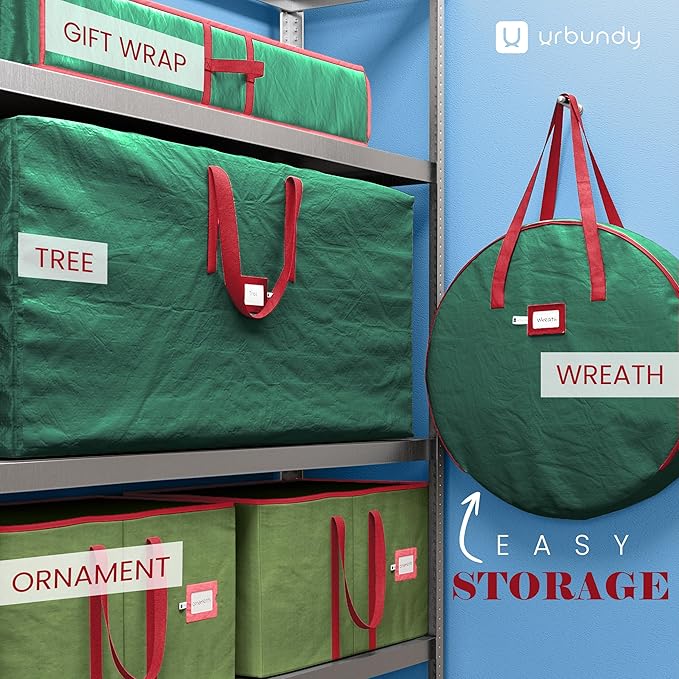 Heavy Duty Wreath Storage Bag 30 Inch, 1-Pack - Christmas Wreath Storage Container Green - Waterproof Plastic Material Wreaths Holder Storages - Holds 30 Inch Wreaths For Year Round