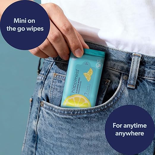 happimess WPE1005A-6SET On-the-Go Multi-Surface Cleaning Wipes, Lemon Scented Travel Wipes, 36 Mini Packs, 7 Wipes Per Pack (252 Total Wipes)