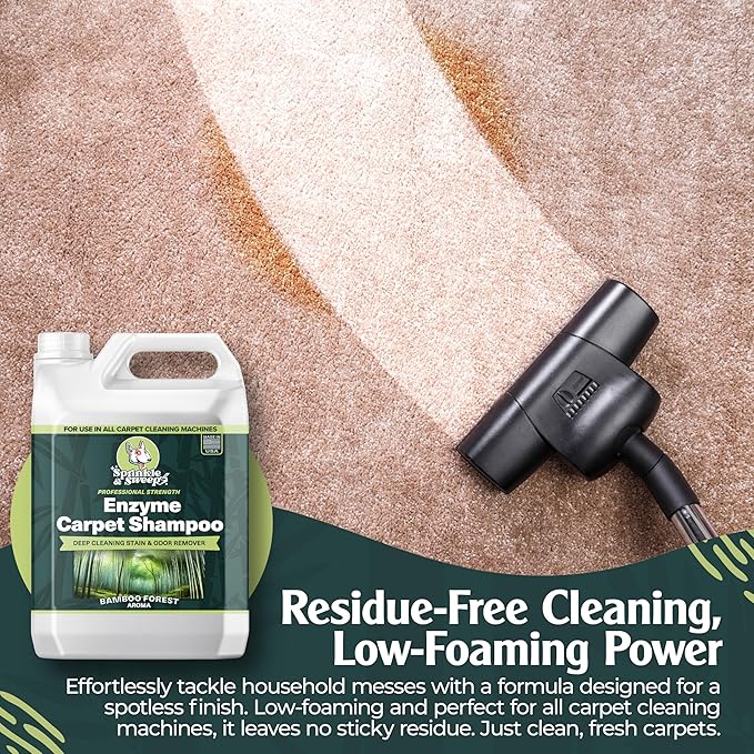 Sprinkle & Sweep Enzyme Carpet Cleaner - Enzyme Carpet Shampoo (64oz) - Carpet Cleaner Solution to Eliminate Tough Stains & Neutralize Odors - Removes Dog, Cat, All Pets Urine- Use with All Machines