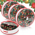 Aliceset 4 Pack Wreath Storage Containers, Christmas Ornament Garland Wreath Storage Bags with Handle Dual Zipper Large Decorative Storages Box for Winter Wreaths(30 x 30 x 7.8 Inch,White)