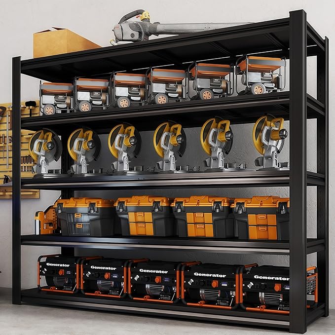 LI JIU HOME 72“H Garage Shelving Heavy Duty Storage Shelves 3500 LBS Adjustable Metal Shelving Uints and Storage for Garage,Warehouse,School,Commercial,Business，62 "W x 24 "D x 72 "H (72 * 62 * 24)