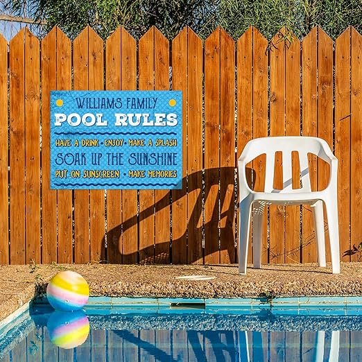 Custom Pool Sign, Pool Rules Make A Splash for Pool Décor Sign, 18x24 Inches, Rust Free .063 Aluminum, Fade Resistant, Made in USA by Sigo Signs