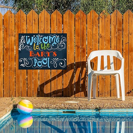 Custom Pool Sign, Welcome to The Pool Fun Colors for Pool Décor Sign, 18x24 Inches, Rust Free .063 Aluminum, Fade Resistant, Made in USA by Sigo Signs