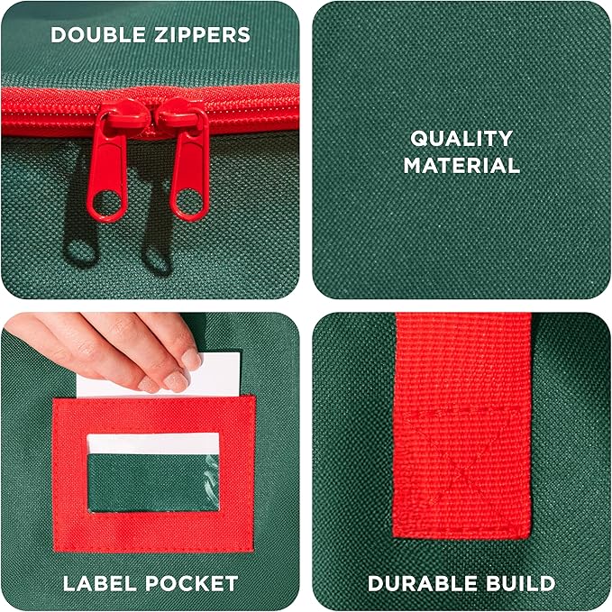 HOLDN’ STORAGE Premium Wreath Storage Bag - Durable Material - Waterproof - Heavy-duty Christmas Storage Container for Xmas Wreath with Dual Zipper Closure, Tear-proof, 48"W x 8"D - Green