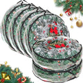 Shappy 6 Pcs 36 Inch Christmas Wreath Storage Container Clear Wreath Storage Bags PVC Waterproof Garland Bags with Clear Window Dual Zippers and Handles for Xmas Holiday Artificial Garland (Black)