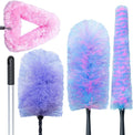Rocktex Feather Duster Kit with 5.6ft Extension Pole, 4 Dusting Brush for Cleaning Home Wall Ceiling Fan Cobweb, Microfiber Static Washable Dusters, Pink Violet