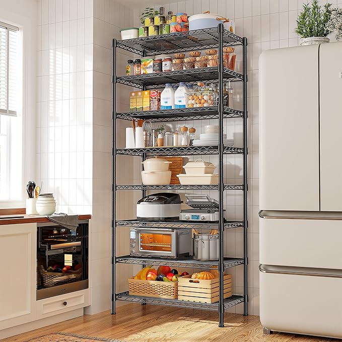 DurayLoly 8 Tier Storage Shelves Wire Shelving Unit 1200LBS,Metal Shelving Adjustable and Heavy Duty Shelves for Storage Rack,Pantry Shelves Kitchen Office Industrial Commercial 72H X 13.8D X 23.6W