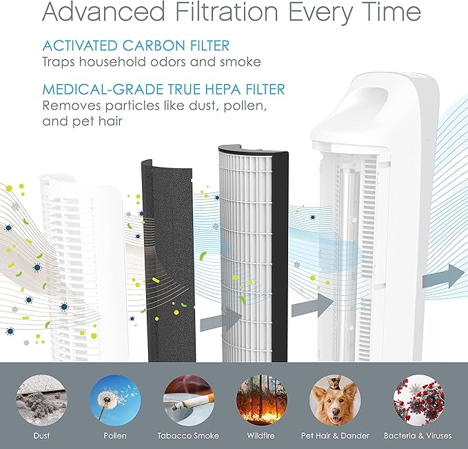 Pure Enrichment® Genuine 2-in-1 True HEPA Replacement Filter for the PureZone™ Elite 4-in-1 Air Purifier - 2 Pack (PEAIRTWR)