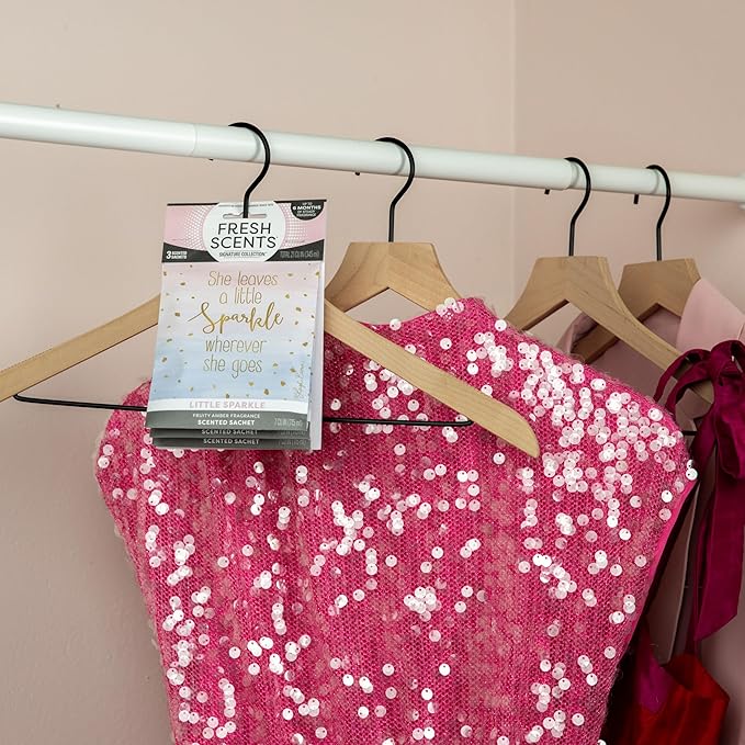 Fresh Scents Scented Sachets | A Little Sparkle| Home Fragrance | Long Lasting (Up to 6 Months) | Air Freshener for Closets, Drawers, & Cars | 6 Pack