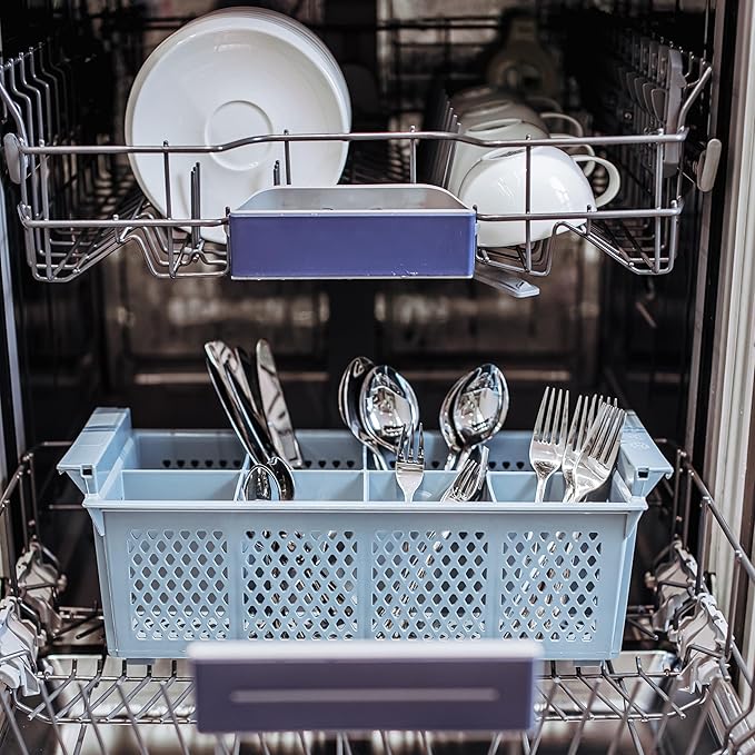 PROLISOK Flatware Rack – 8-slot Plastic Cutlery Basket – Large 16" Organizer for Knives, Forks, Spoons, Silverware, Kitchen Utensils, Essentials, Craft & Office Supplies – Dishwasher Basket