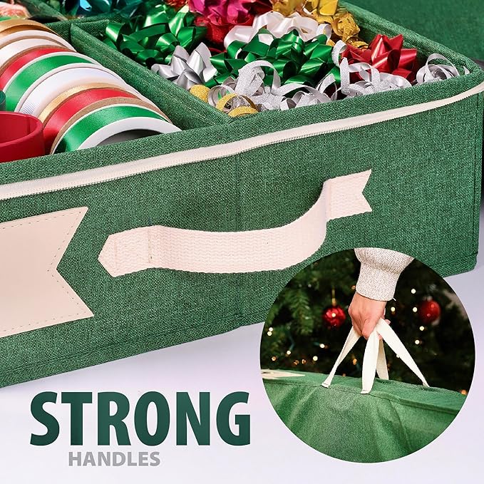 Little ELF Premium Wrapping Paper Storage Organizer, Easy to Carry, 6 Individual Pockets for Christmas Gift Wrap Supplies, Lightweight and Sturdy