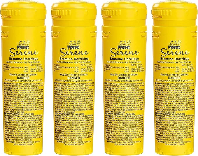 FROG Serene Replacement Bromine Cartridges for use with Hot Tub FROG Serene Floating Sanitizing System - Prefilled for Quick & Easy Hot Tub Maintenance - 4 Pack