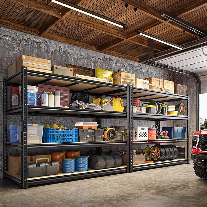 DurayLoly 55" W Storage Shelves, 2040LBS Garage Shelving Heavy Duty, 4-Tier Storage Shelving, Adjustable Metal Shelving Unit for Garage, Warehouse, Pantry, Kitchen, 55" W × 24" D × 60" H