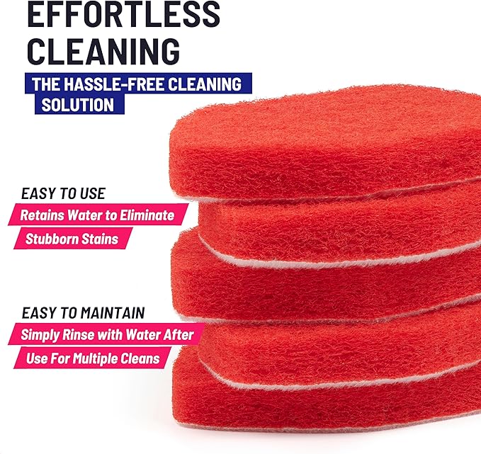Moku Home Replacement Scrubber Refill for Moku Home Extendable Tub Tile Shower Brush for Cleaning Non-Scratch (5X Scrubber Sponge Red)