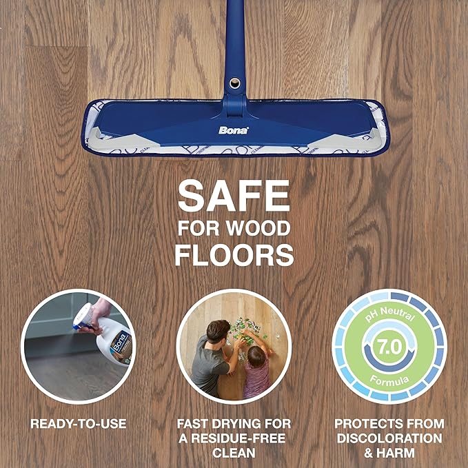 Bona Hardwood Floor Cleaner Spray - 32 fl oz - Unscented - Residue-Free Household Floor Cleaning Solution for Wood Floors (Pack of 2)