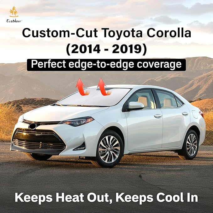 Econour Windshield Sun Shade for 2014-2019 Toyota Corolla (Not for Corolla Cross) Custom Fit Sunshade Sun Visor Protector Foldable Blocks UV Rays Keep Your Cooler | Car Windshield Accessories