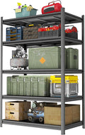 Garage Shelving Unit, Heavy Duty Metal Adjustable Storage, Steel Shelves, Industrial Shelves for Heavy Tools and Equipment, Ideal for Garage, Basement, Black (5-Tier, 72" H x 47.2" W x 23.6" D)