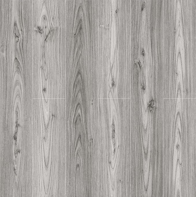 Lareko 18 Sq.Ft,Wood Peel and Stick Floor Tiles,12 Pack Grey Vinyl Flooring (No Adhesive Residue) 36"×6" Waterproof and Non-Slip Laminate Flooring for Renters Bathroom, Living Room(Gray Oak）