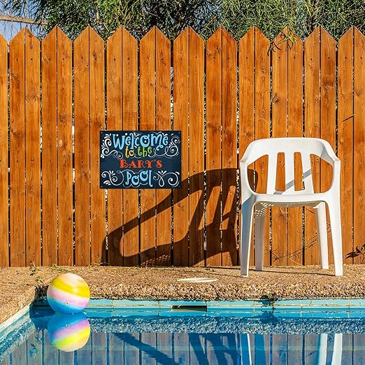 Custom Pool Sign, Welcome To The Pool Fun Colors For Pool Décor Sign, 10x14 Inches, Rust Free .040 Aluminum, Fade Resistant, Made in USA by Sigo Signs