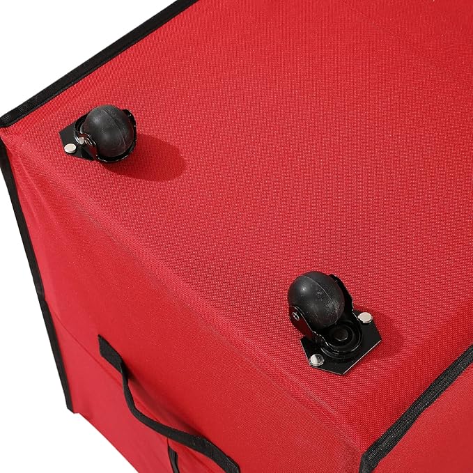 Sattiyrch Christmas Tree Storage Bag, Fits Up to 7.5 ft Tall Artificial Tree, Heavy Duty 600D Canvas Red Rolling Tree Storage Bag with Sleek Dual Zipper and Durable Handles, 45" x 15" x 20"