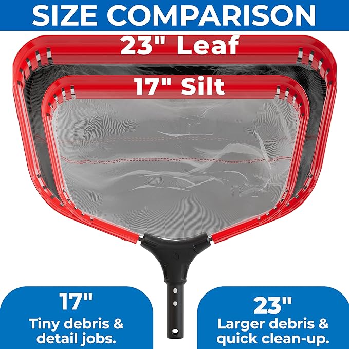 ProTuff PRO Ultimate Silt & Leaf Rake Bundle - 490 Promise Unlimited & Unconditional Replacements - 2-Items: 23" Medium & 17" Fine Mesh Pool Cleaner for Sand, Silt, Pollen, Leaves & Twigs