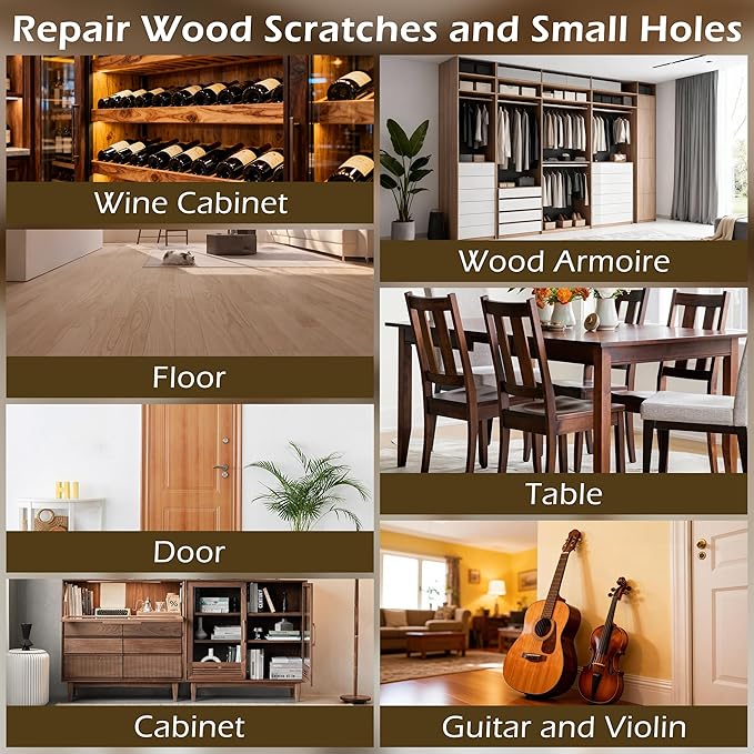 XCZNAGS Wood Repair Kit: 12-Color Wood Filler and 8-Color Furniture Markers Touch Up for Scratches/Holes/Stains/Cracks in Floors/Table/Cabinets(Laminate/Hardwood)