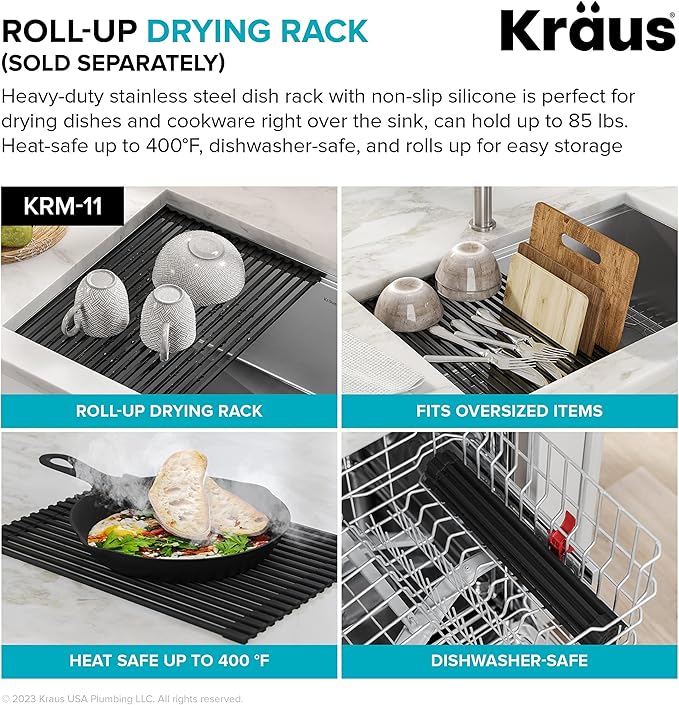 KRAUS Bellucci 25-inch Granite Workstation Drop In Top Mount Single Bowl Kitchen Sink in White with Accessories, KGTW12-25WH