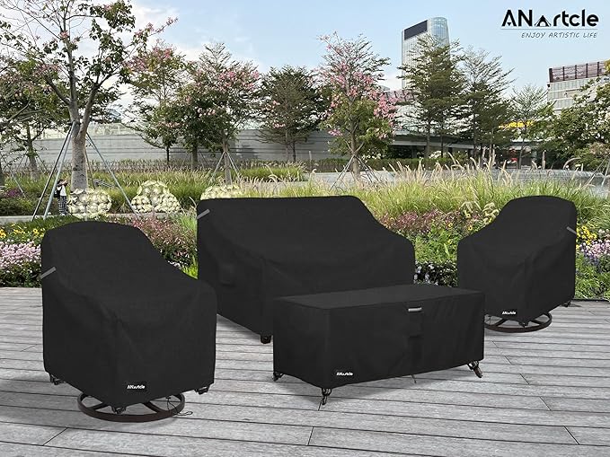 Swivel Patio Chair Cover 4 Pack,600D Waterproof Heavy Duty Outdoor Chair Cover(35 W x 37 D x 36 H inches),Patio Furniture Covers,Outdoor Furniture Covers Waterproof,Black
