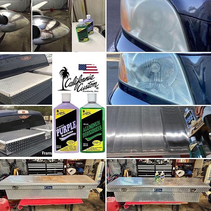 CALIFORNIA CUSTOM Products – Aluminum Deoxidizer Cleans & Deoxidizes Metal Surfaces, Removes Rust, Great for Aluminum, Brass, Copper, Chrome, Silver, Stainless & Gold, 12oz