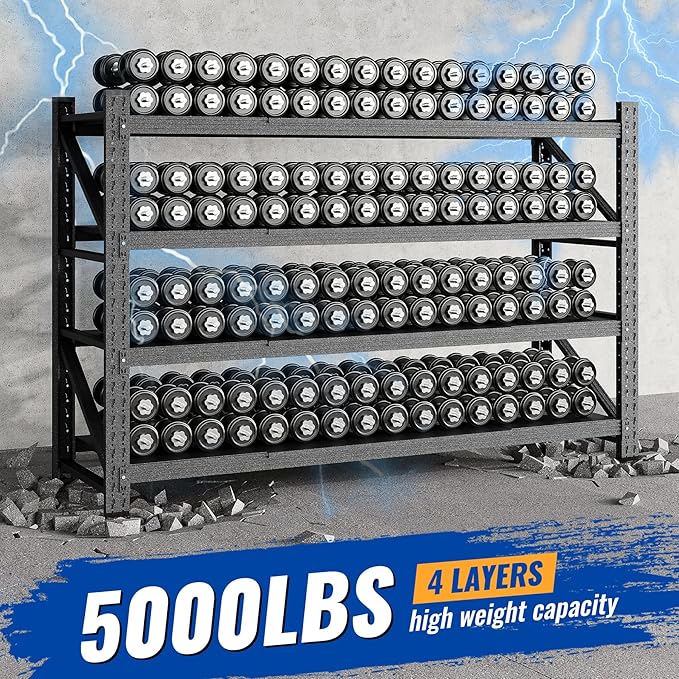 BYNSOE 71" W Storage Shelves 5000lbs Garage Metal Shelving Heavy Duty Garage Shelves Adjustable Storage Shelves for Industrial, Factory,71" W X 24" D X 69" H