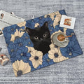 Black Cat Dish Drying Mat for Kitchen Counter Microfiber Super Absorbent Non-Slip Dish Drying Pad for Countertops Dishes Utensils Stylish Quick-Dry Machine Washable 18x24 Inch