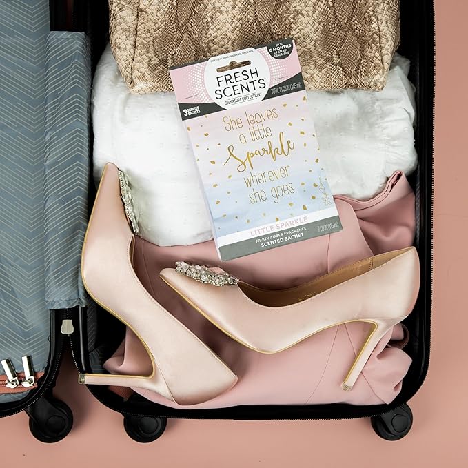 Fresh Scents Scented Sachets | A Little Sparkle| Home Fragrance | Long Lasting (Up to 6 Months) | Air Freshener for Closets, Drawers, & Cars | 6 Pack