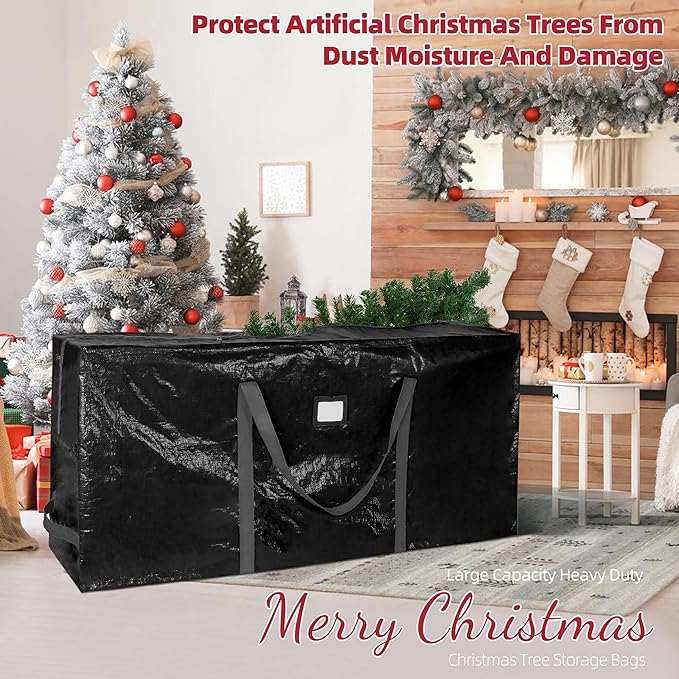 Large Christmas Tree Storage Bags Heavy Duty Tree Bags Holiday Storage Bags Protects From Moisture Or Dust,Alternative To Xmas Tree Storage Box (Black, 9 Ft)