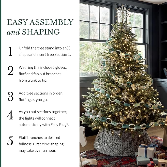 Balsam Hill 5.5ft Pre-Lit Classic Blue Spruce - Artificial Christmas Tree with 400 Clear Incandescent Lights, Easy Plug Technology, Premium Stand for Indoor Holiday Decorating