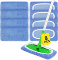 8Pcs Blue Reusable Microfiber Mop Pads Compatible with Swiffer Sweeper Mops,Dry Sweeping Cloths & Wet Pads Refills,Washable Mop Pads for Floor Cleaning