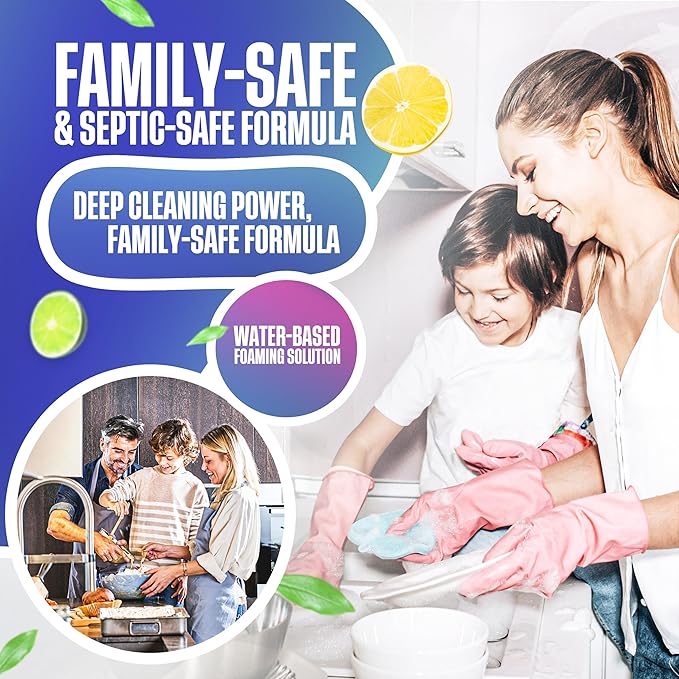 Foaming Garbage Disposal Cleaner with 24-Inch Hose | Deep Reach Drain Cleaner & Deodorizer | Odor Eliminator for Kitchen Drains & Disposals | Heavy-Duty Foaming Action | 1-Year Supply Per Can