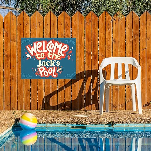 Custom Pool Sign, Welcome to The Pool Fun for Pool Décor Sign, 18x24 Inches, Rust Free .063 Aluminum, Fade Resistant, Made in USA by Sigo Signs