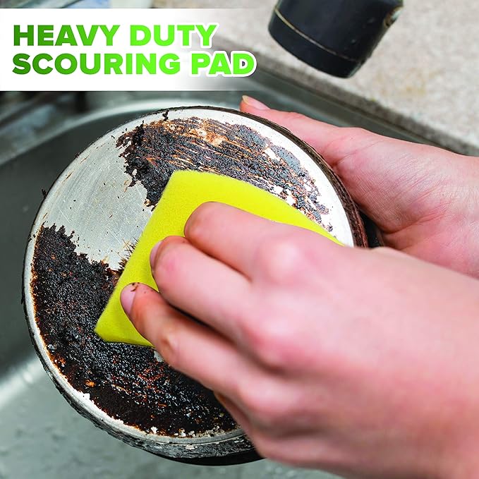 (12 Pack) Heavy Duty Scrub Sponges by SCRUBIT – Kitchen Dish, Sink and Bathroom Cleaning Scrubber Sponge - with Non-Smell Scouring Pad