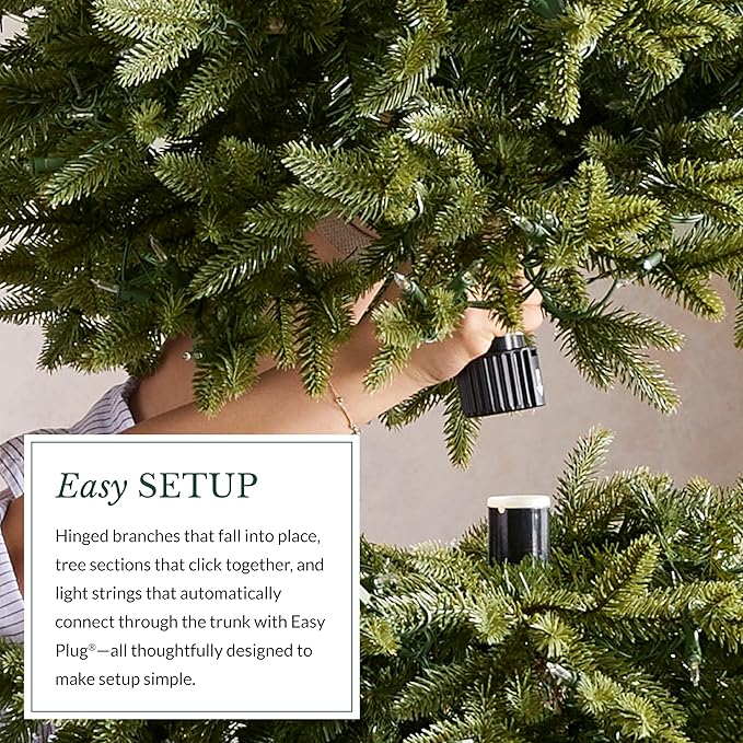 Balsam Hill 7.5ft Pre-Lit Classic Blue Spruce - Artificial Christmas Tree with 1000 Clear Incandescent Lights, Easy Plug Technology, Premium Stand for Indoor Holiday Decorating