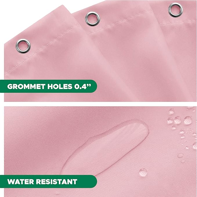 Biscaynebay Hotel Quality Fabric Shower Curtain Extra Long Liners 72" Width by 84" Length, Pink Water Resistant Bathroom Curtains Rust Resistant Grommets & Weighted Bottom Hem Machine Washable