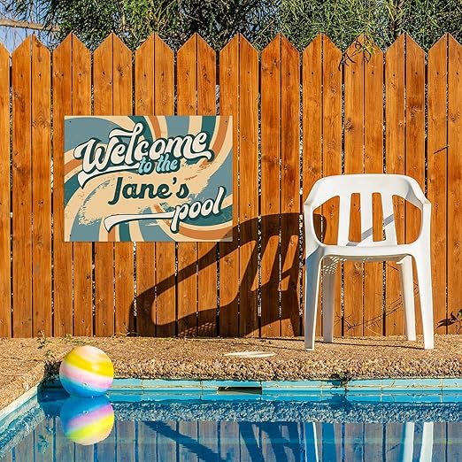 Custom Pool Sign, Fun Welcome to The Pool for Décor Sign, 18x24 Inches, Rust Free .063 Aluminum, Fade Resistant, Made in USA by Sigo Signs
