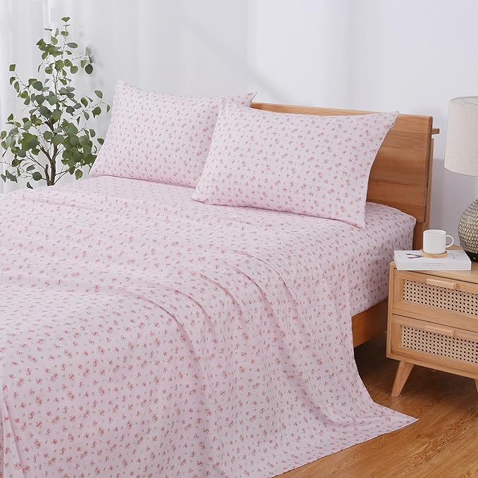 Modern Threads Silky Soft Microfiber and Wrinkle Free Sheets - Luxurious Microfiber Bed Sheets Includes Flat Sheet, Fitted Sheet with Deep Pockets, & Pillowcases Blush, Twin