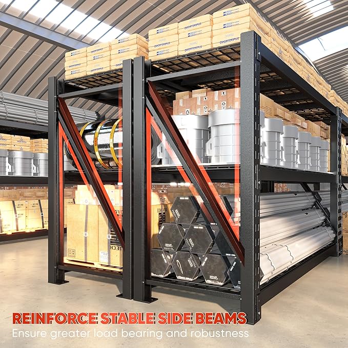 Bepatio 7050LBS Garage Shelving Heavy Duty 67.6''W Storage Shelves Metal Shelving Unit, 3 Tire Shelf,Adjustable Industrial Shelving for Warehouse Commercial Storage Rack,67.6''Wx23.7''Dx66''H
