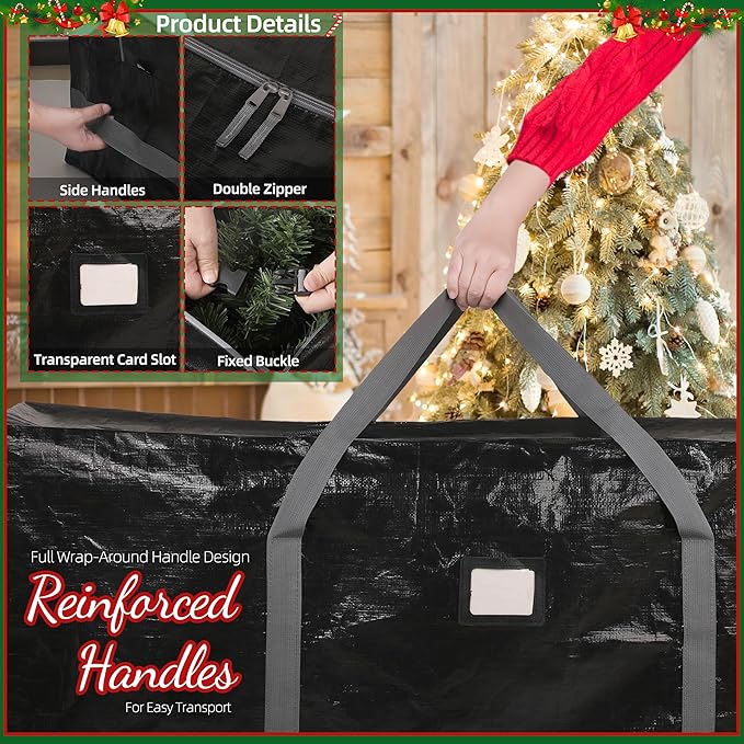 Large Christmas Tree Storage Bags Heavy Duty Tree Bags Holiday Storage Bags Protects From Moisture Or Dust,Alternative To Xmas Tree Storage Box (Black, 9 Ft)